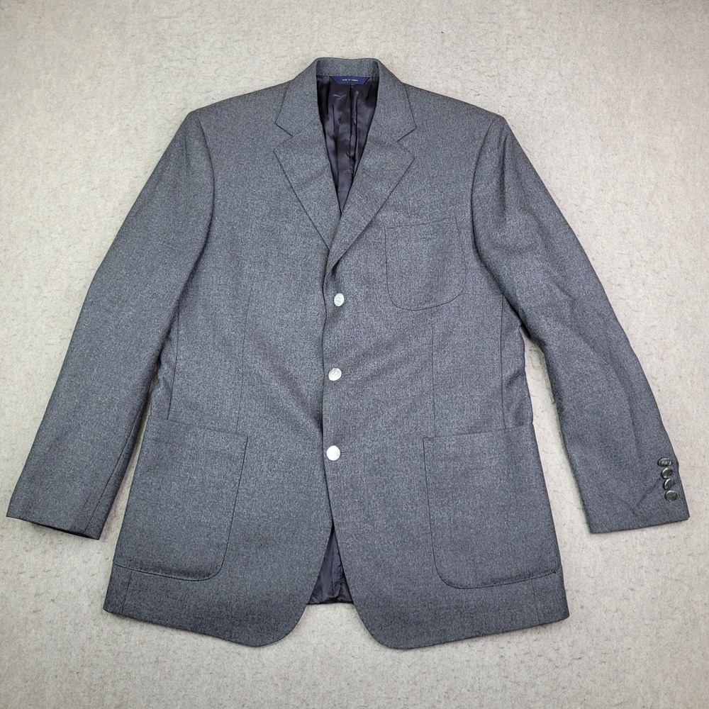 Brooks Brothers Regent Loro Piana Blazer Men 42 R Gray Wool 3 Button Cupro Lined - Picture 4 of 14